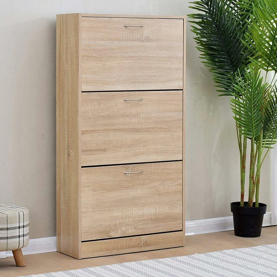 Scarpiera Salvaspazio 3 Ante Ripiani Legno Doppia Profondità 60 x 24 x 120 cm - Immagine 3 di 4