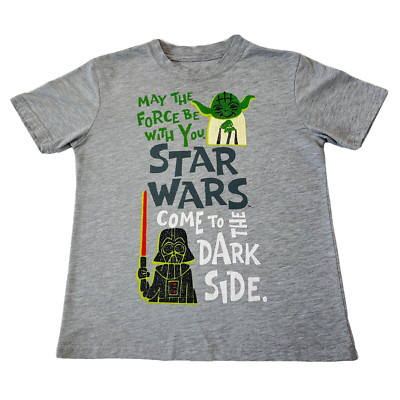 Star Wars Shirt Boys Small Gray Yoda The Force Darth Vader Dark Side Kids Youth