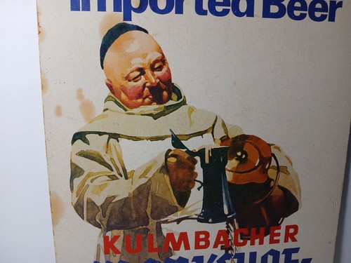 16" Vintage 1960s Kulmbacher Monkshof Brew German Bavarian Beer Advertising Sign - Picture 5 of 15