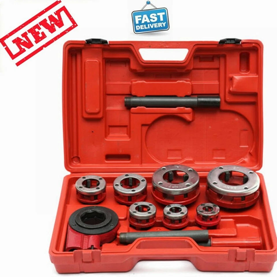 Ratchet Ratcheting Pipe Threader Kit 3/8" to 2" Dies and Portable Storage - Image 4 of 4