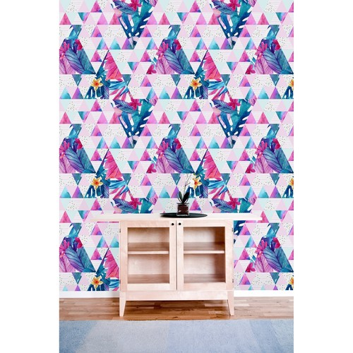 Pink Geometric Palm Leaves Wallpaper Pink 25"W x 225"H eBay