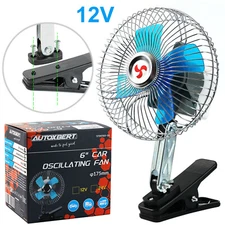 6" 12V Car Auto Summer Portable 360° Cooling Oscillating Fan Travel Van Clip on