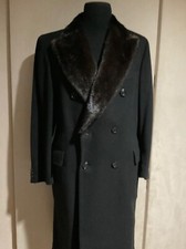 R P OVERCOAT / 40 - 42 / NEW / BLACK 100 CASHMERE MINK COLLAR / DOUBLE BREASTED