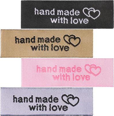 120 Handmade Label Herz Etiketten Annähen Häkel Stricken DIY