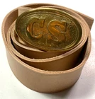 CIVIL WAR CS CONFEDERATE EM FIELD BELT & BUCKLE- SIZE 3 (FITS 34-42 INCH WAIST)