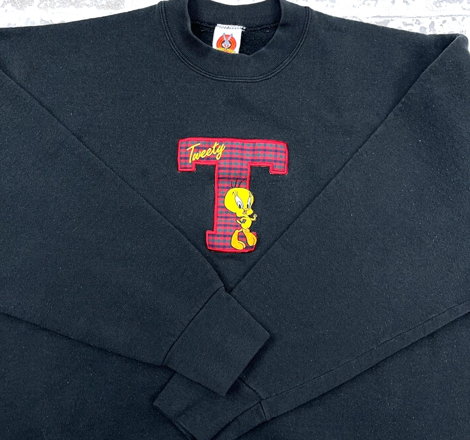 Sudadera De Colección Looney Tunes Mujer XL Cuello Redondo Suéter Piolín Pájaro EE. UU. 90s* Foto 2 de 4