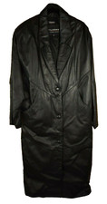 Wilson Leather Womens Small Long Black Trench Coat With Liner