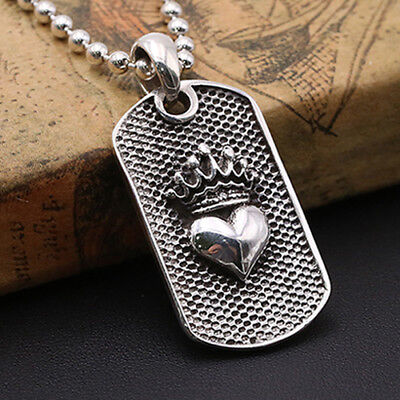 Solid 925 Sterling Thai Silver Pendant Dog Tag Engraveable Men's Women's