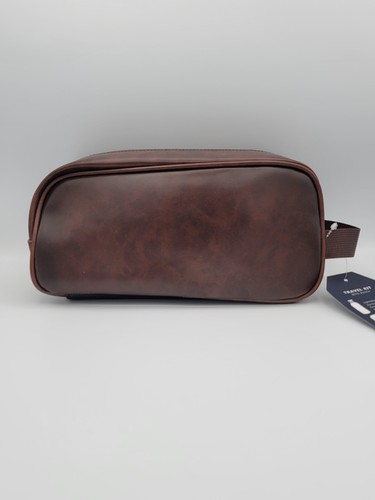 Original Penguin Faux Leather Travel Toiletries Bag Dark Brown - NWT $48 - Picture 3 of 10