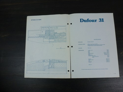 Dufour 31 original factory sailboat brochure - Picture 3 of 4