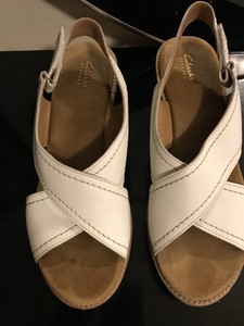 white clark sandals
