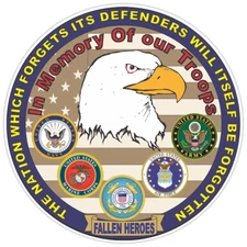 Defenders of Freedom Fallen Heroes Vinyl Transfer Bumper Sticker Military 5"