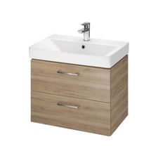 Badmöbel Set Waschbecken mit Unterschrank Waschtisch, 2-Schubladen 60 Nussbaum