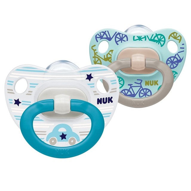 Baby Feeding Dummies NUK Silicone Soother 2pk 618m Happy Days