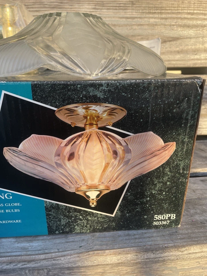 Vintage Design House Brass And Glass Ceiling Fixture LOTUS Globe 580PB WOW 🤩 - Image 3 of 4