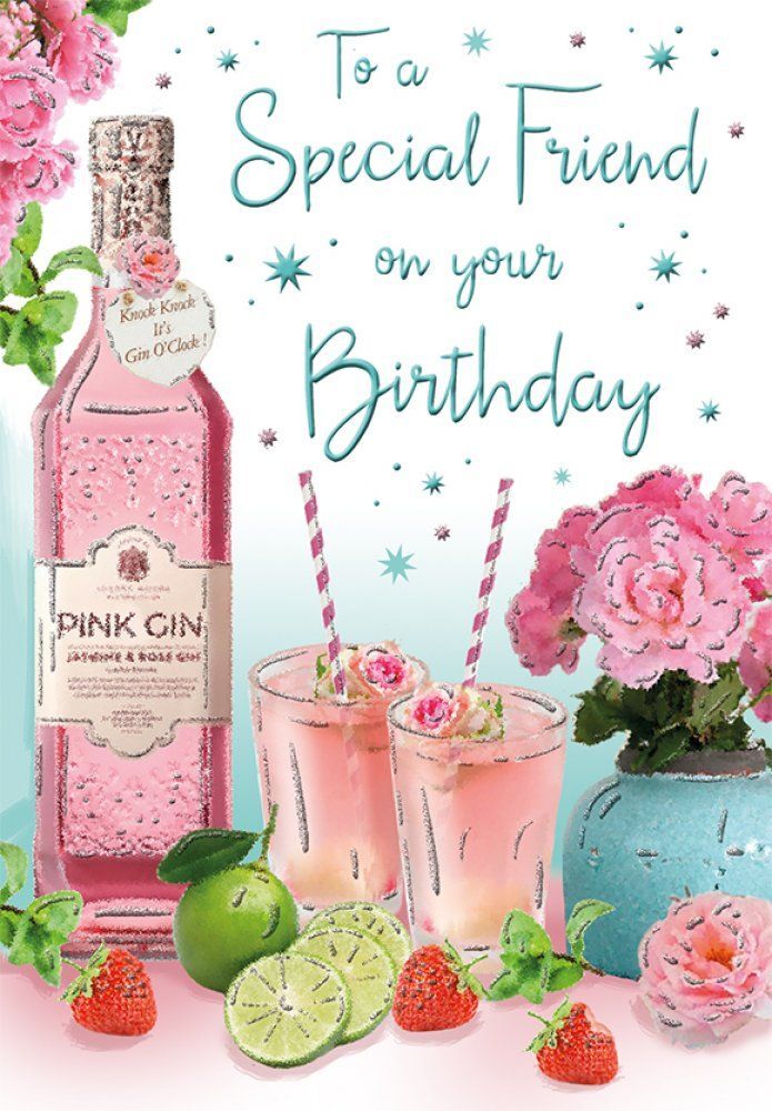 Birthday Card - Special Friend - Pink Gin - Glitter - Regal Quality NEW
