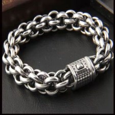 New 925 Silver Plated Bangle Bracelet Chain Popular Vintage Bracelets Mens Gift