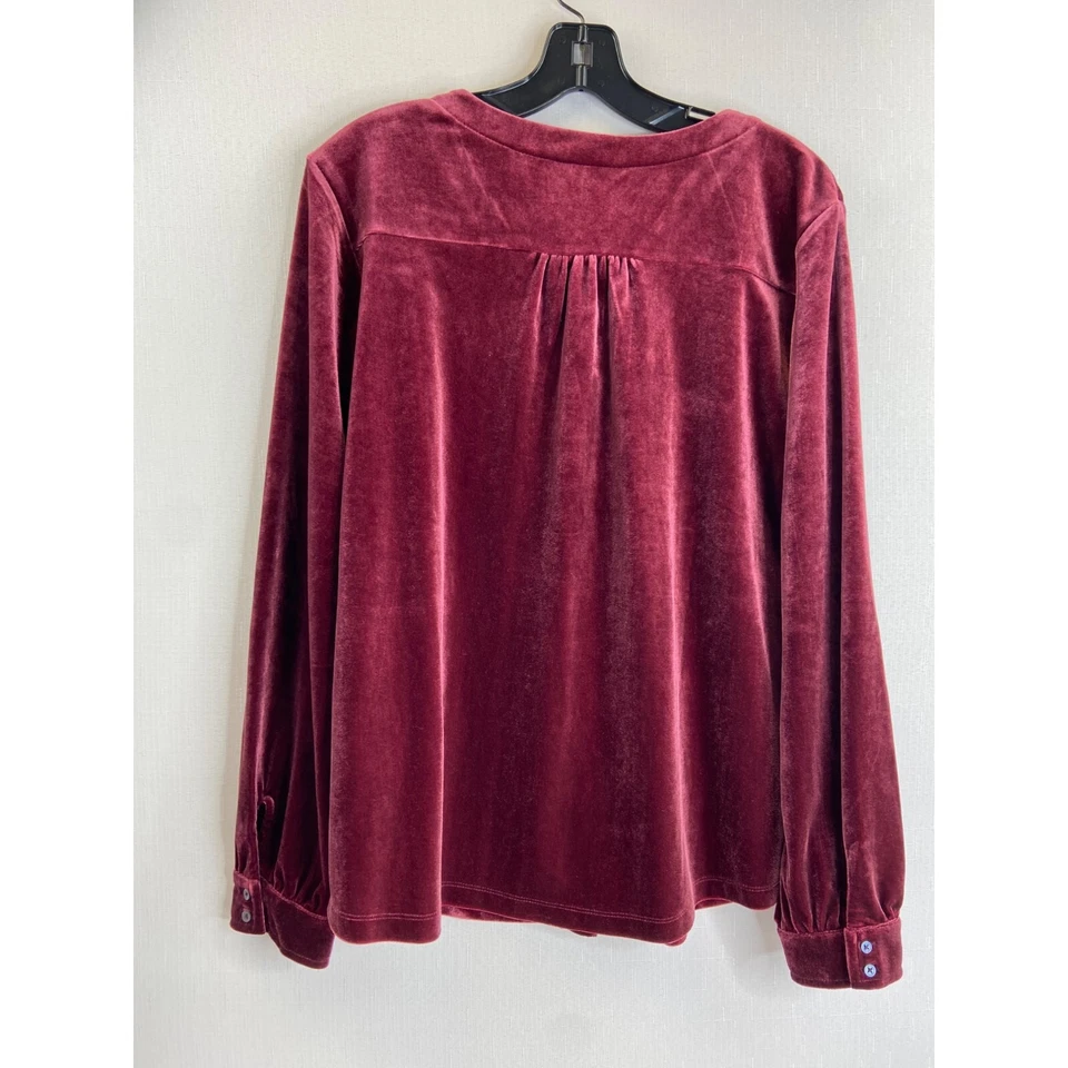 Blusa Lands End Mujer Talla Grande Mangas Largas Rojo Terciopelo Encaje Navidad Foto 3 de 4