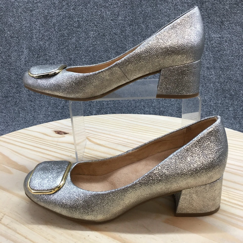Naturalizer Shoes Womens 7 M Donley Pumps Silver Faux Leather Casual Block Heels - Image 2 of 4