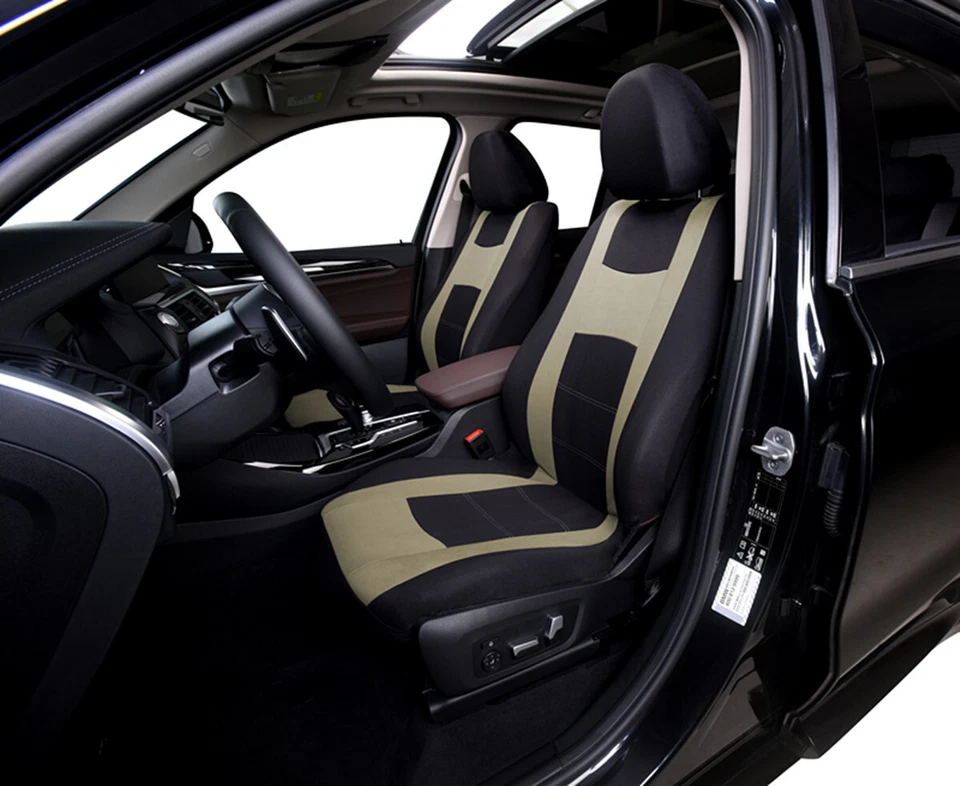 Juego completo de fundas de asiento de coche protectoras de tela de poliéster accesorios interiores 9 piezas Foto 4 de 4