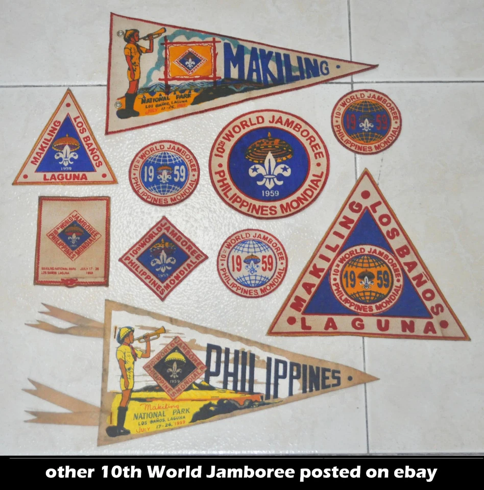 2 pcs 1959 10th World Jamboree Philippines Boy Scout ROUND EMBROIDERED Patches - Image 4 of 4