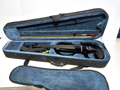 Cecilio 4/4 CEVN-1BK Solid Wood Electric/Silent Violin W/ Ebony Fittings, Black