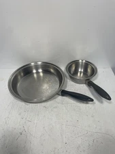 Vintage Cordon Bleu Saucepan Pressure Bonded Stainless Steel 7” & 12” Skillet
