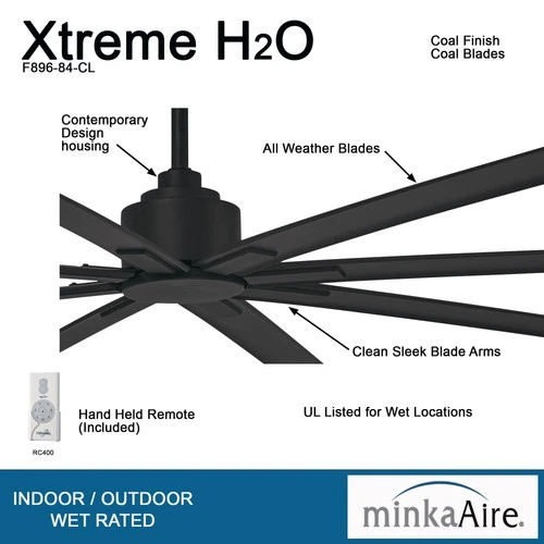 Minka Aire Xtreme H2O 84"  - Coal 8-Blade Remote Control - Picture 6 of 6