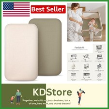 2 Pack Muslin Cotton Bassinet Sheets, Soft Fitted, Baby Bedside Sleeper Bedding