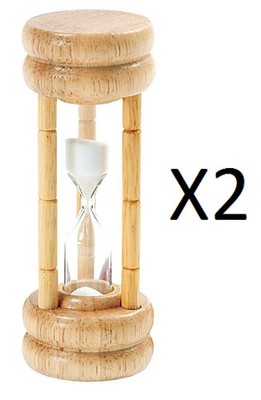 Norpro 3 Minute Glass Timer with Wood Base, 4 Inches (2-Pack)