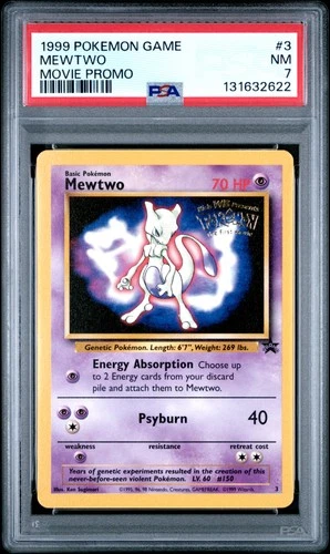1999 POKEMON GAME MOVIE PROMO #3 MEWTWO PSA 7