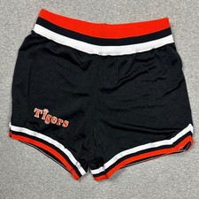 Vintage Russell Athletic Tigers Shorts Size 32 Orange White Black Retro 3"