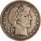 1908-P Barber Half Dollar