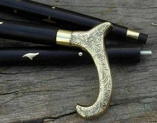 Stylish Antique Style Solid Brass Victorian Handle Wooden Walking Stick Cane