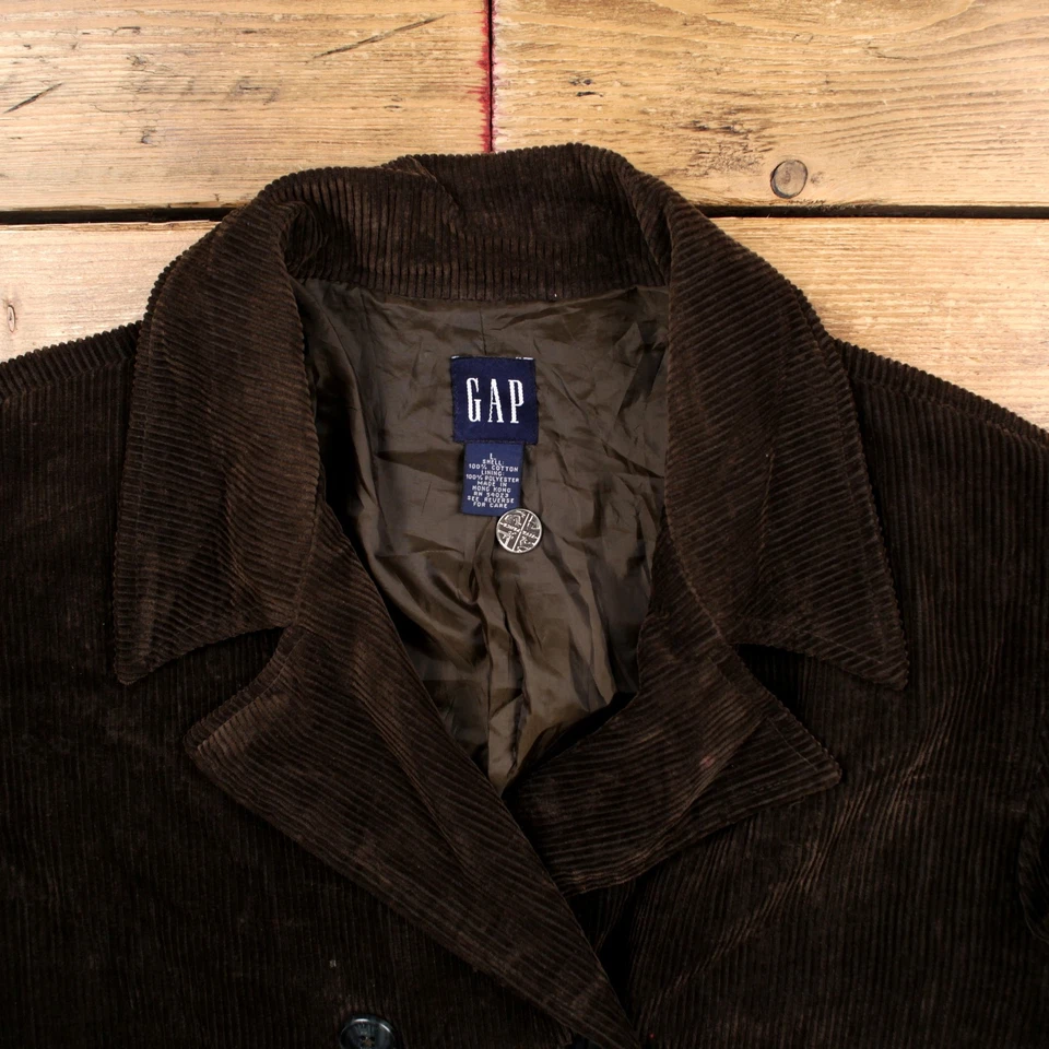 Vintage GAP Blazer Jacket L 90s Cord Corduroy Peacoat Corduroy Brown Womens - Imagem 3 de 4