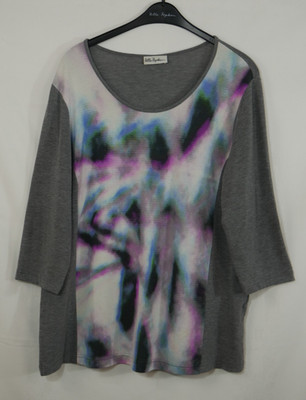 ULLA POPKEN Traumhafter Feiner Stretch Pullover Pulli Grau Bunt Größe 46/48 TOP!