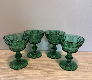 1960s Emerald Green Indiana Glass Goblets 4 oz Set of Four | Maximalist