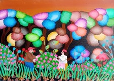 Stipetick cm 70x50 dipinto olio su tela Paesaggio naif