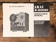 Akai X-200D Reel to Reel Owners / User Manual *Original*