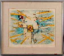 1958 Signed KOJIN TONEYAMA Japanese Mid-Century Modernist Abstract Lithograph