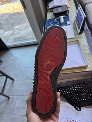 Christian Louboutin Black Suede Spike Studded High Top Sneakers