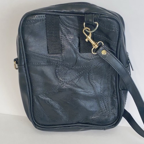 Vintage Umhängetasche Handtasche schwarz Patchwork Echtleder Crossbody - Bild 12 von 13