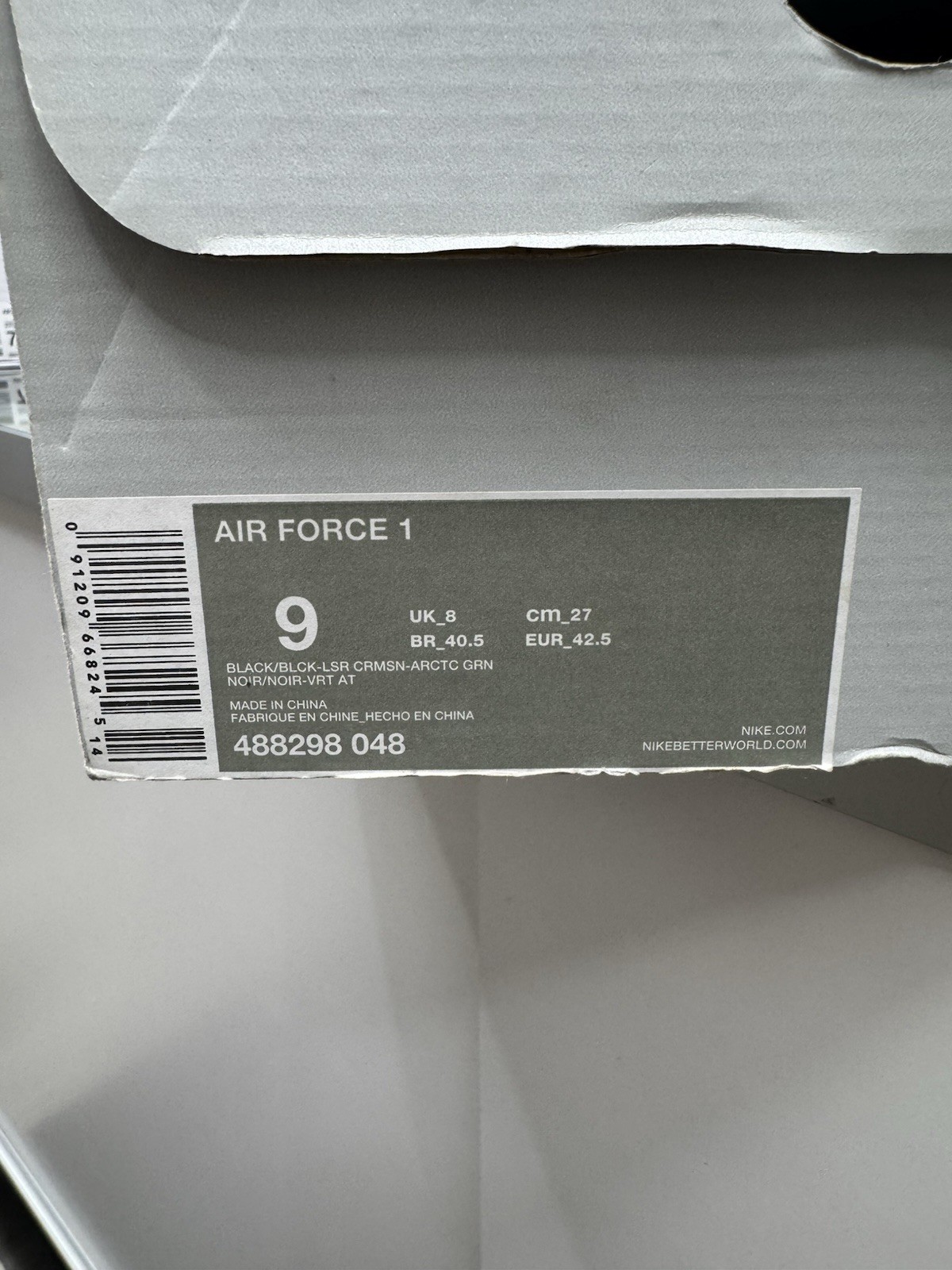 Size 9 Nike Air Force 1 Low Yeezy Black Red 488298-048 From 2014 thumbnail 7