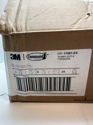 3M Command Double Hook White 2 Hooks on 1 Large 3lb General Purpose Bulk Lot 24