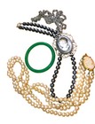 Genuine Green Jade Bangle+Hematite Necklace+Cameos Vtg 4pc Lot RARE — photo 1