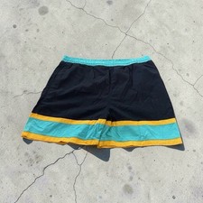 Vintage 90s Board Shorts Color Block Striped CAMPUS Mesh Lined Drawstring Cotton