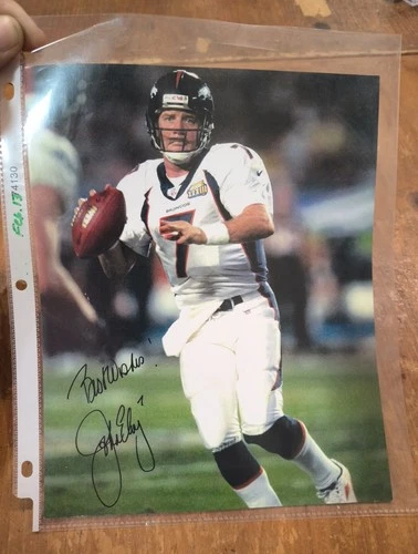 JOHN ELWAY SIGNED AUTOGRAPH 8 X 10 PHOTO BRONCOS
