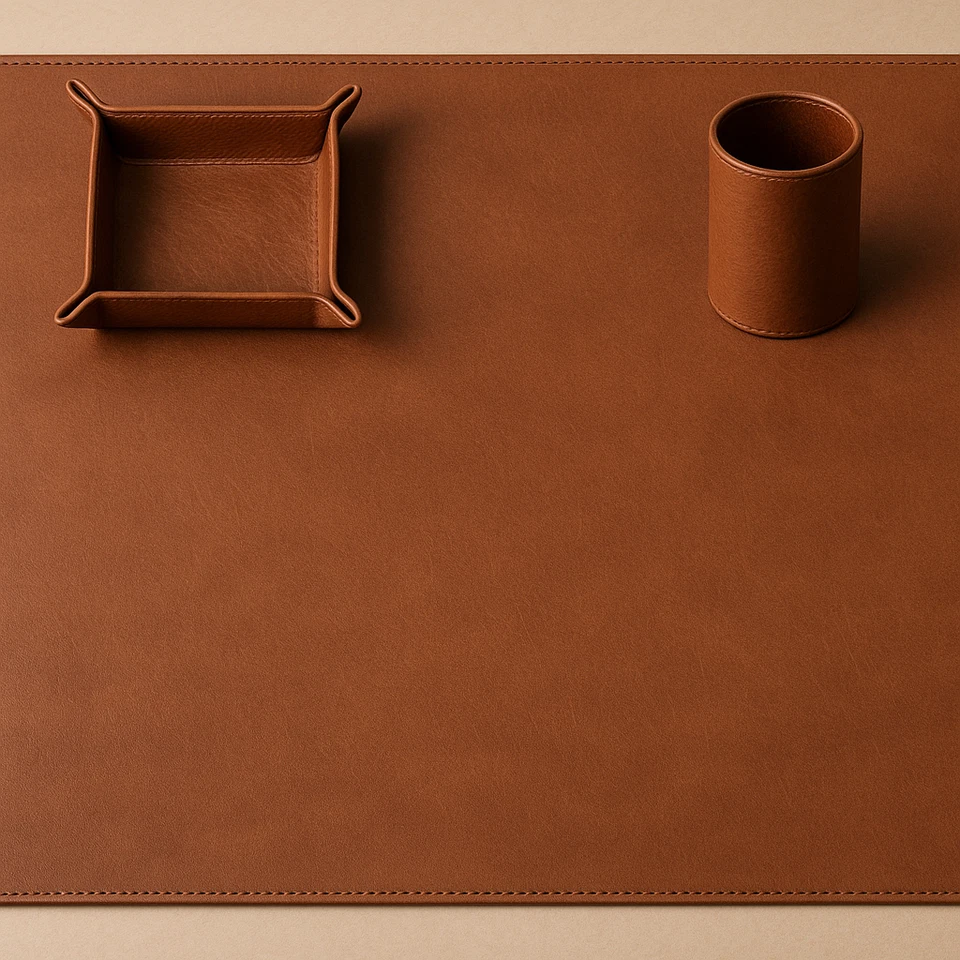 Large Cowhide Leather Desk Mat Pad – Genuine 2mm Thick Table Protector 30"x15" - Image 3 of 3