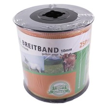 250m Weidezaunband 10mm Breitband 4x0,16 NiRo Elektroband Pferdezaun gelb orange