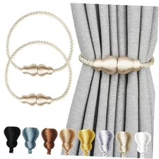 Magnetic Curtain Tiebacks 2Pack Outdoor Curtain Tie Backs Rope 1 Beige